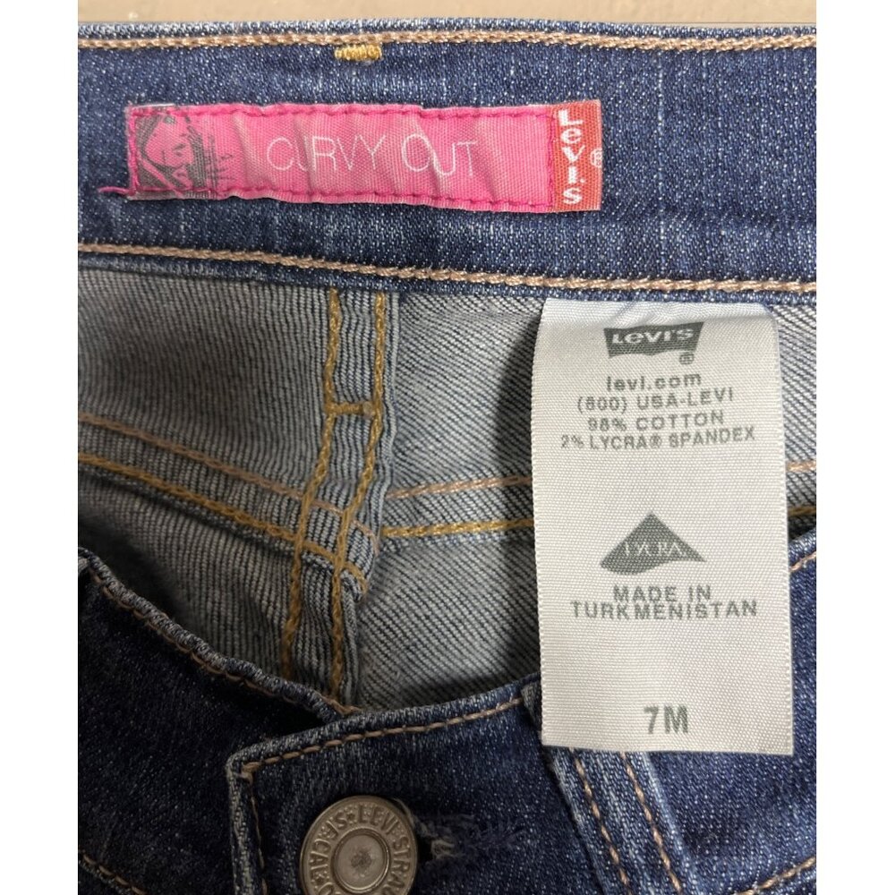 Vtg Levis Curvy Cut Jeans Bootcut Y2K 2000s Low Rise Fit Cowgirl Blue Womens 7 - Picture 5 of 8